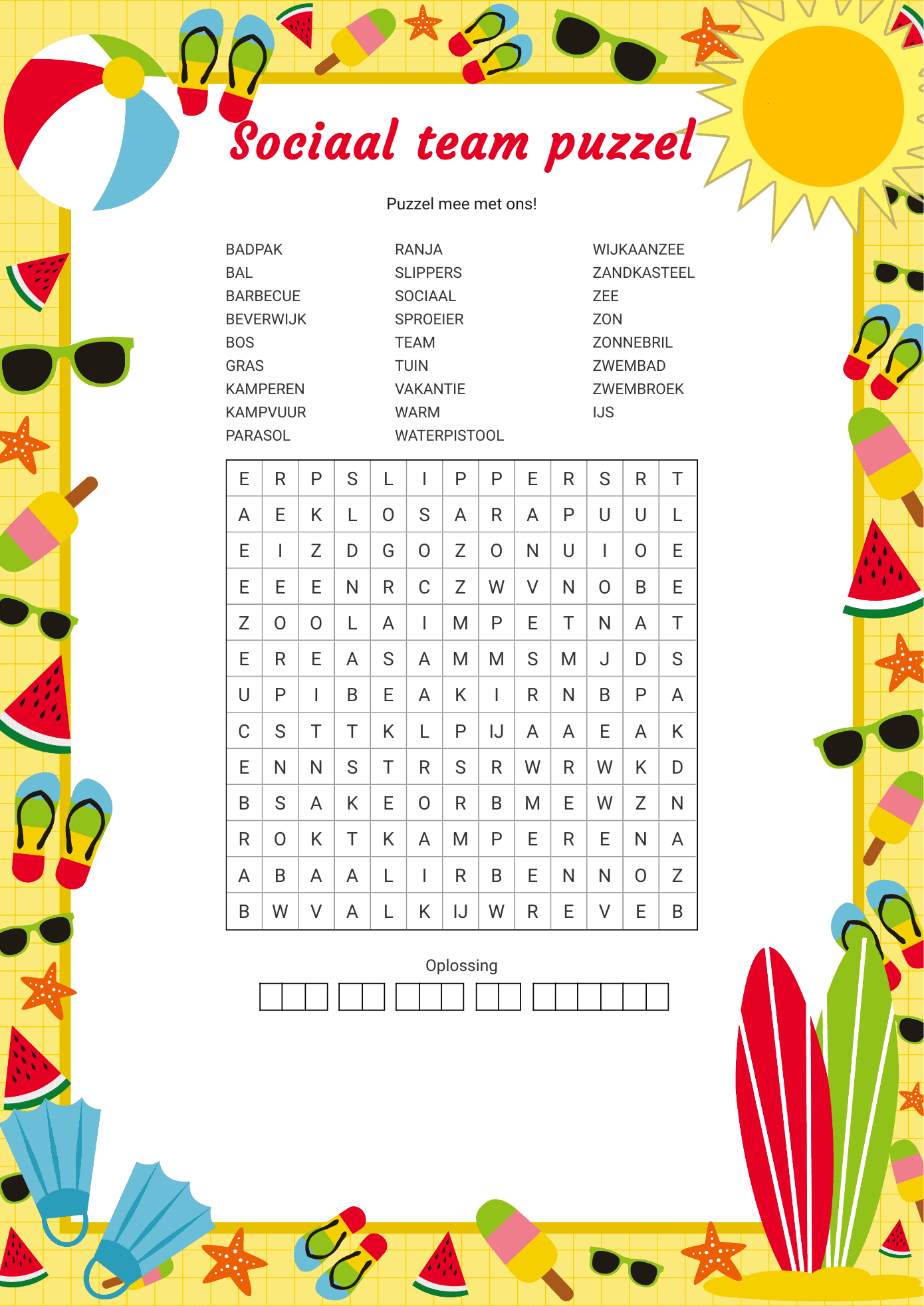 Zomerpuzzel Sociaal team – Zomer 2024